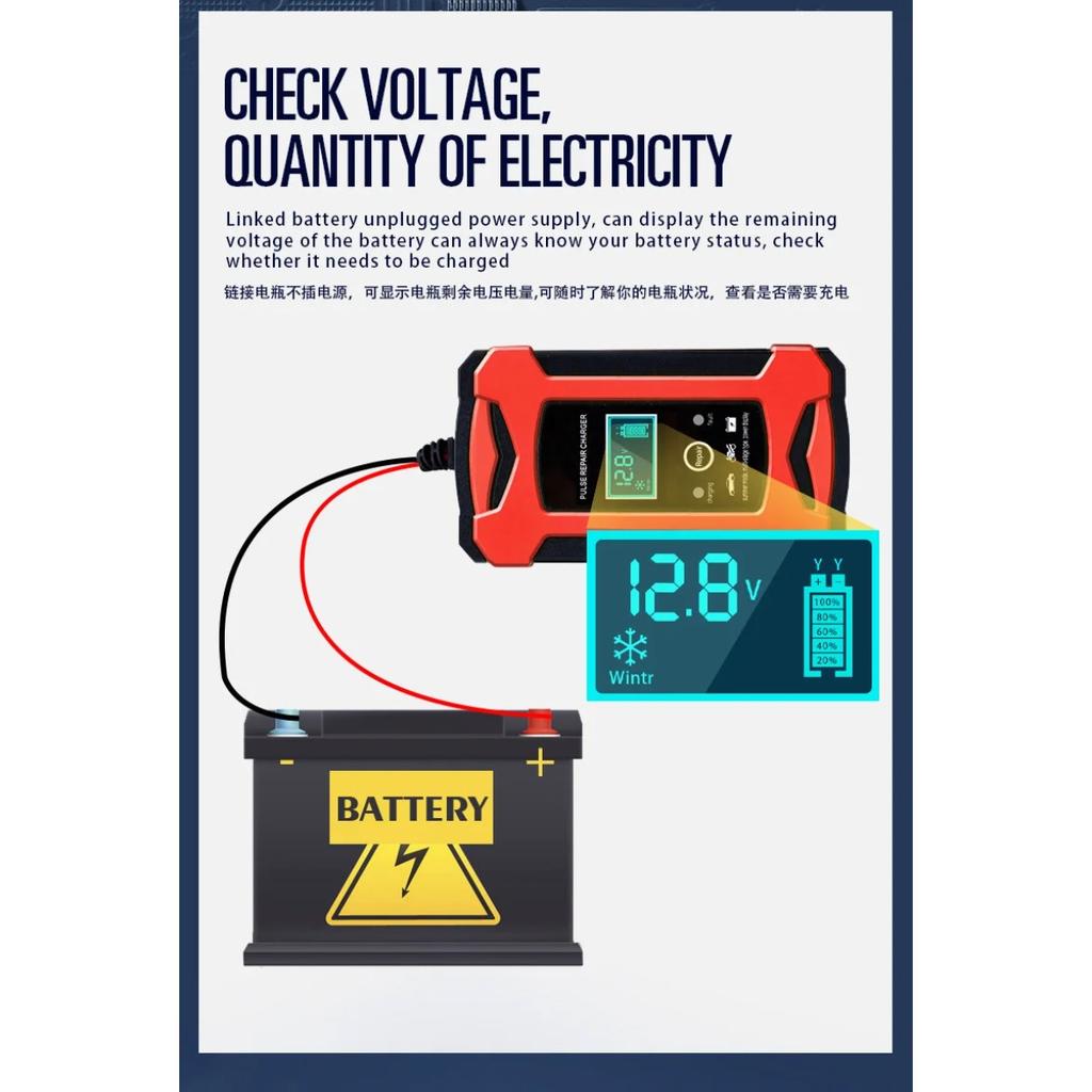 2V 6A Autobatterieladegerät Intelligent Schnellladung Impulsreparaturtyp Vollautomatischer Stopp Dual-Modus Blei-Säure für Motorrad LKW