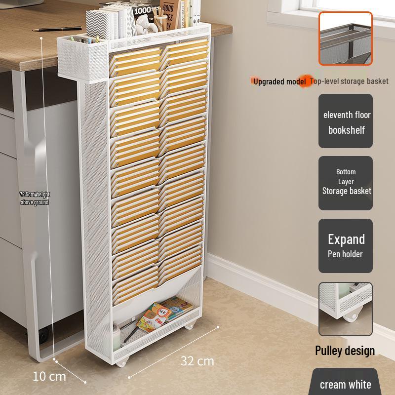 Wrought Iron Movable Edge Bookshelf & Bookend with Children's Side Storage