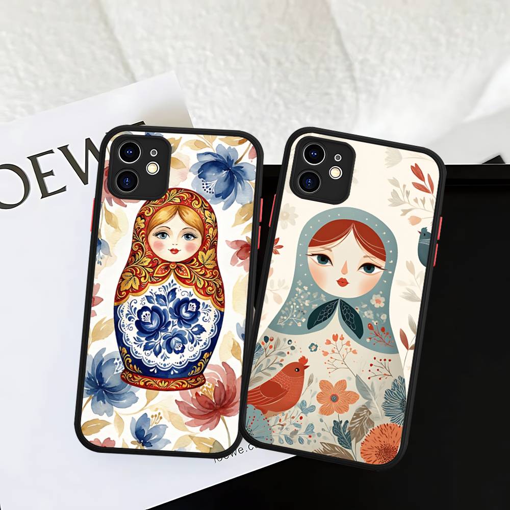 Classic Matryoshka Doll Phone Case For IPhone 16 15 14 11 12 13 Pro Max Plus 12 XS Max Back Cover Matte Case