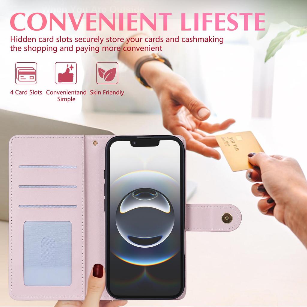 Funda tipo cartera de cuero con diseño de rejilla 3D y correa de lujo, soporte para libro para iPhone 17 16 15 Pro Max Samsung S25 S24 Plus A17 A16, para chicas, ranura magnética para tarjetas, tapa abatible