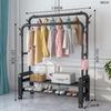 OIMG Foldable Metal Garment Rack with Storage Shelves and Wheels