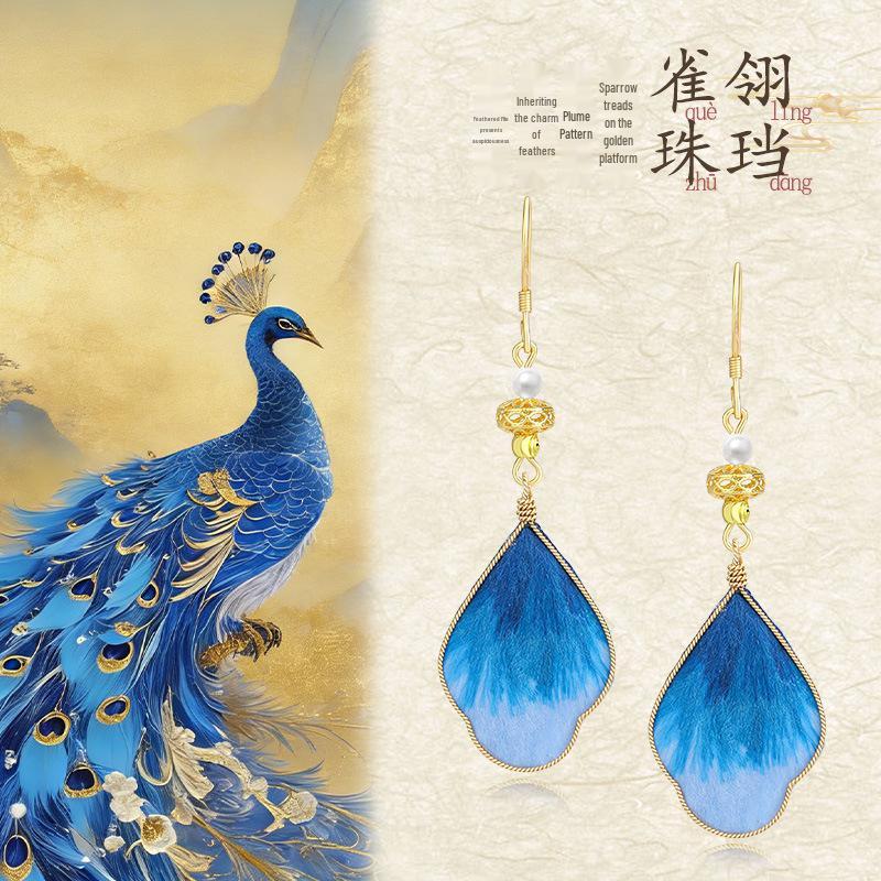 925 Silver Needle Chinese Velvet Flower Enamel Earrings - High-End Women's Qipao Ear Studs