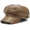1PC PU Leather Winter Fall Peaked Caps Adjustable Painter Hat New Berets Women Hat Solid Color Beret Octagon Slimming Face