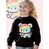 European sizes Kids' Rainbow Bear: an Adorable And Vibrant Cartoon Character Design Long Sleeve Crewneck Sweatshirt - Cozy Casual Pullover Top