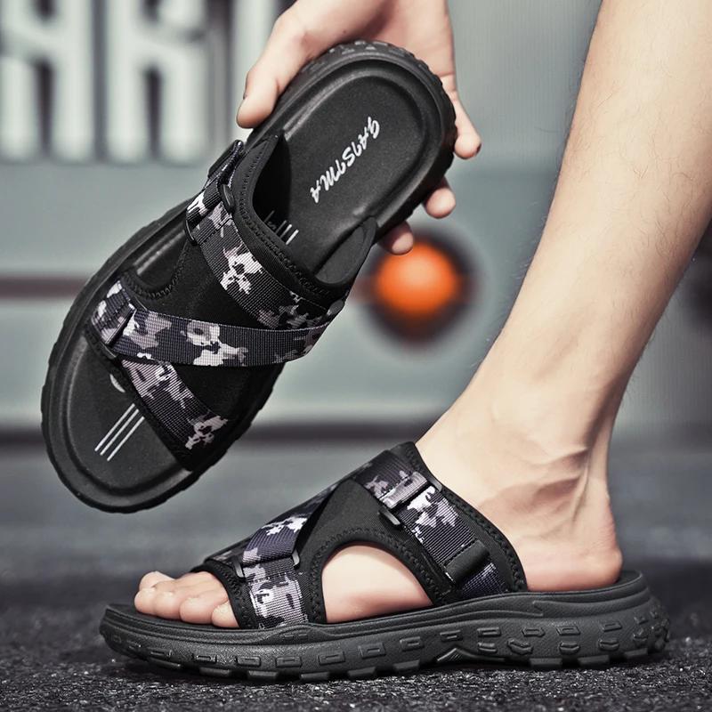 Men's Summer Slippers Thick Bottom Hard-wearing Shoes Men Sandals Outdoor Mens Slip-on Casual Beach Slides High Quality