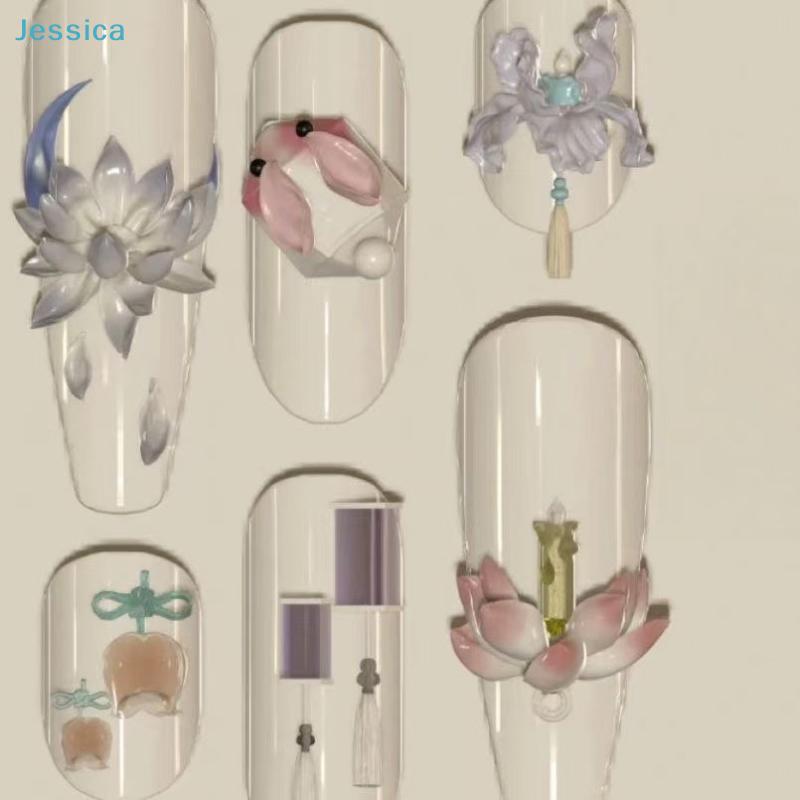 3D Silicone Nail Mold Relief Chinese Style Lotus & Tassel Design Manicure Templates
