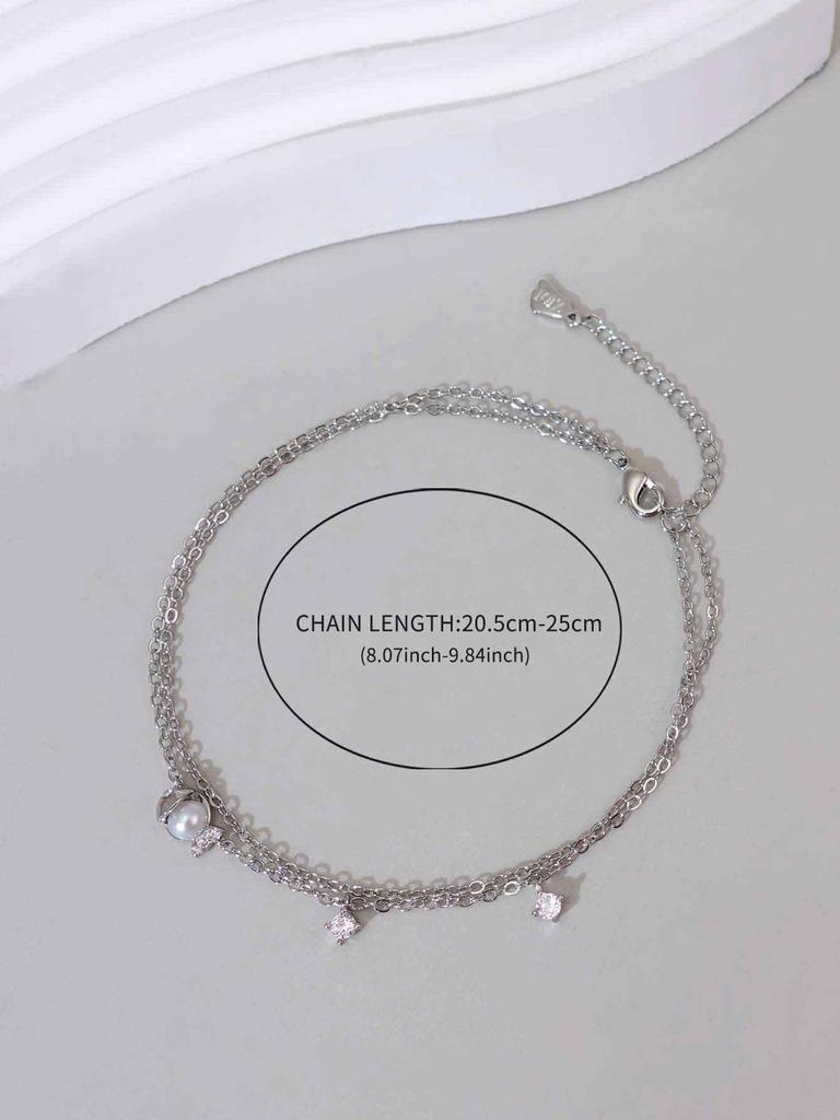 Geometric Square Zircon Anklet Simple Design Sense Niche Foot Chain Femininity High-End Foot Decoration