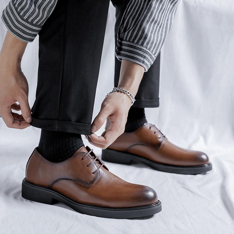 Autumn Leather Shoes Men'S New British Style Casual Men'S Business Dress Black Groom Wedding Shoes 85672-R