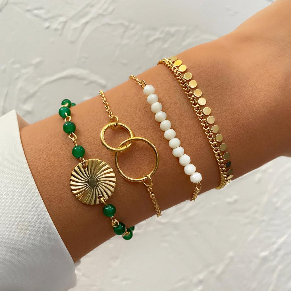 VKME Hot Sale Double-Layered Cuban Chain Bracelet Set Punk Style with Thick Gold-Plated Bands for Men Women Hip Hop Jewelry