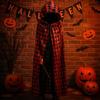 Kostkovaný Halloweenský Smrtící Plášť s Kapucí Skvrna od Krve Pavučina Plášť Dušičky