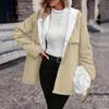 Womens Fleece Lined Jacket Zip Up Hoodie Jackets Casual Long Sleeves Button Coat Fall Winter Coats