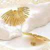 Stainless Steel Gold Fan-Shaped Earrings: Fashionable, Simple, Retro, Light Luxury