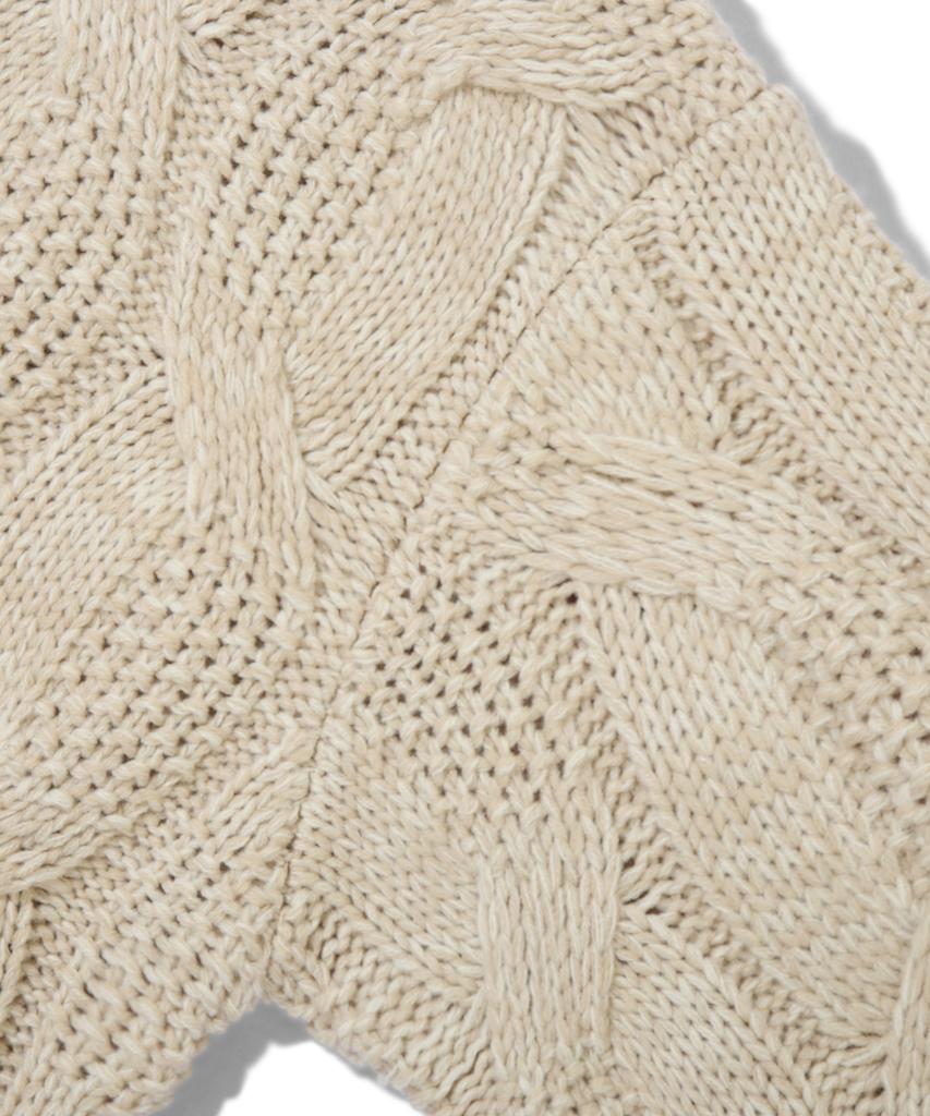 TRILLION Washable Big Cable Oversized Crew Neck Knit [Ivory]