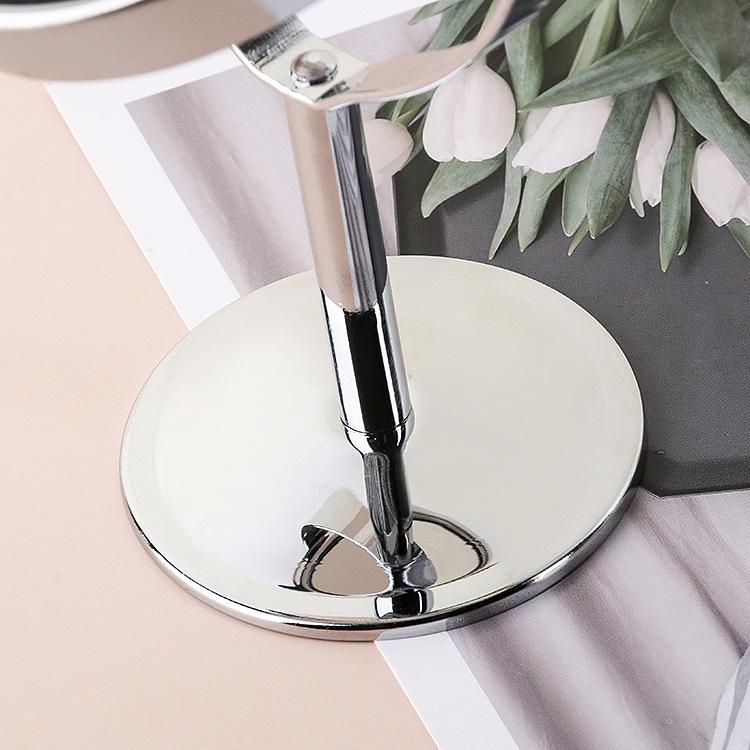 Double-Sided HD Makeup Mirror, Round Metal, 1:2 Magnifying, Rotating Design