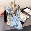 Spring and summer thin print simulation silk brocade sunscreen gold bottom peony silk scarf long scarf shawl versatile headscarf scarf