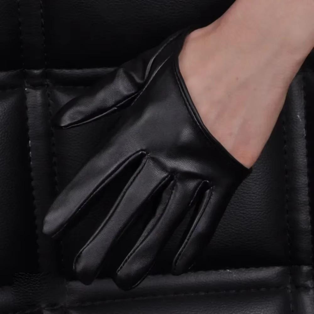 PU-Leder Halbfingerhandschuhe Fingerlose Lacklederhandschuhe Persönlichkeit Fünf-Finger-Fäustlinge Damen