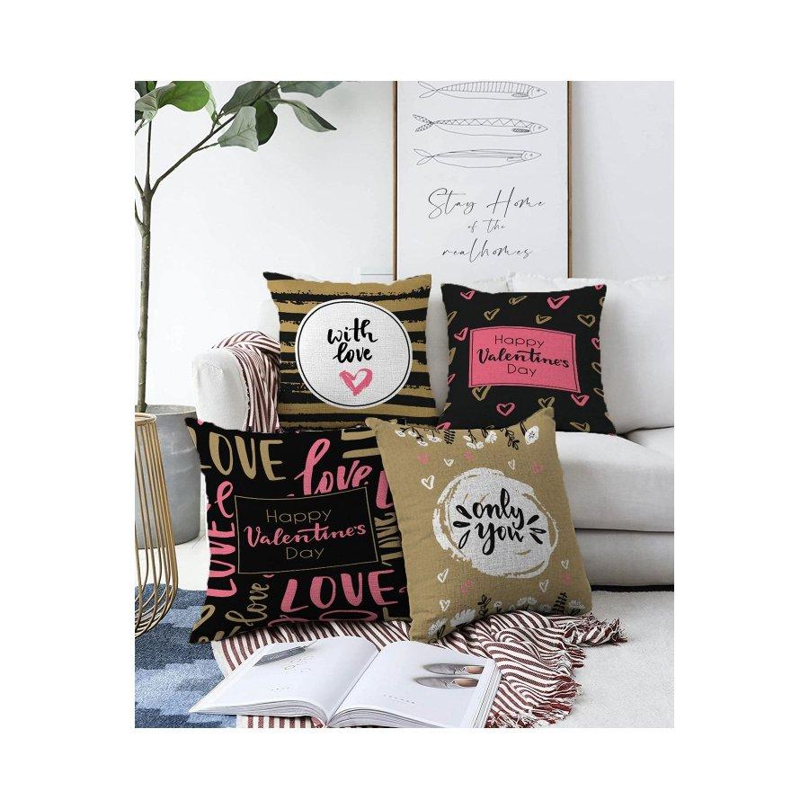 4-teiliges doppelseitig bedrucktes Kissenbezug-Set „Valentine's Day Concept“.