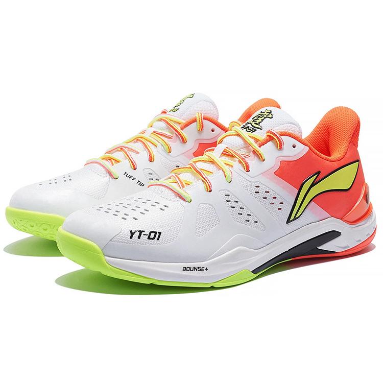 New LiNing Cloud Thunder Cushioned Slip Resistant Abrasion Resistant Breathable Low Top Badminton Shoes Unisex White Red AYAS028-4