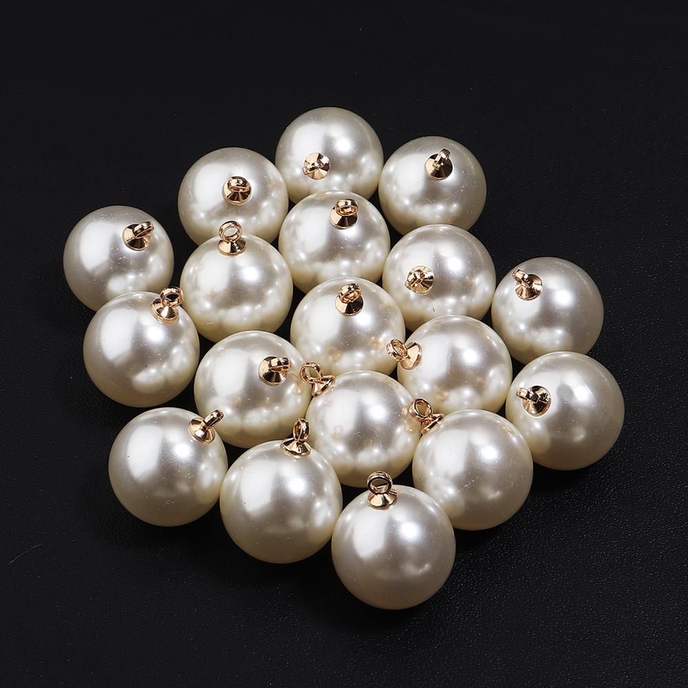 10-20 pcs/lot 6-20mm Round ABS Imitation Pearl Beads Pendant Beige White Charms For Jewelry Making DIY Fashion Necklace Earrings