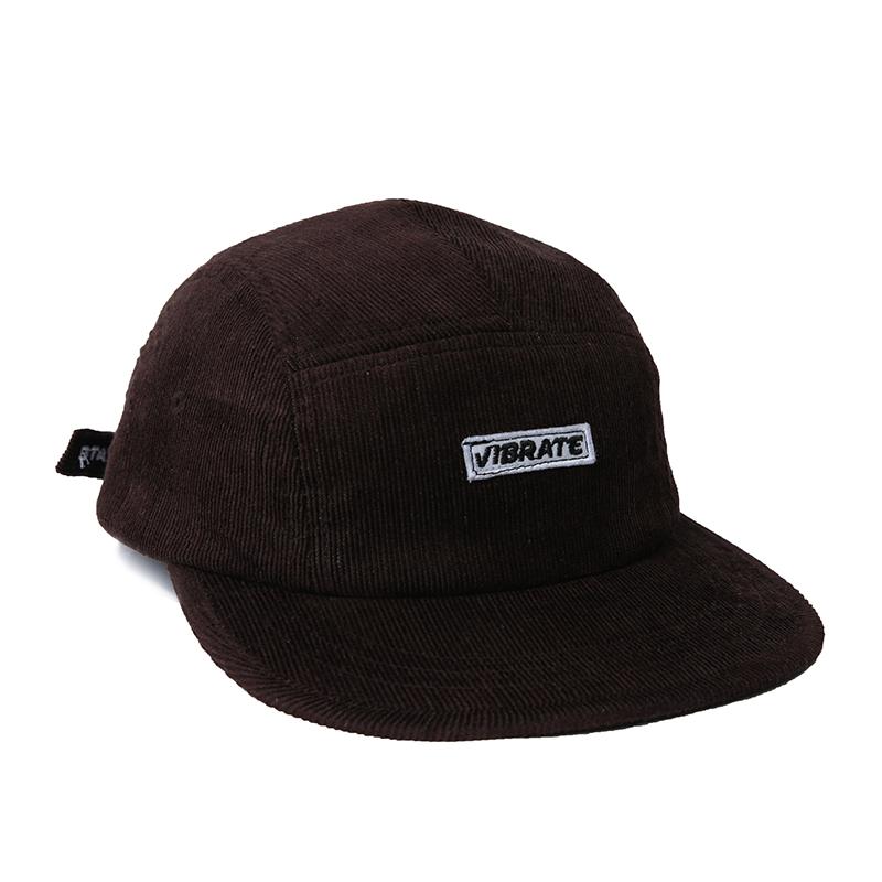 VIBRATE Box Logo Corduroy Camp Cap (Brown)