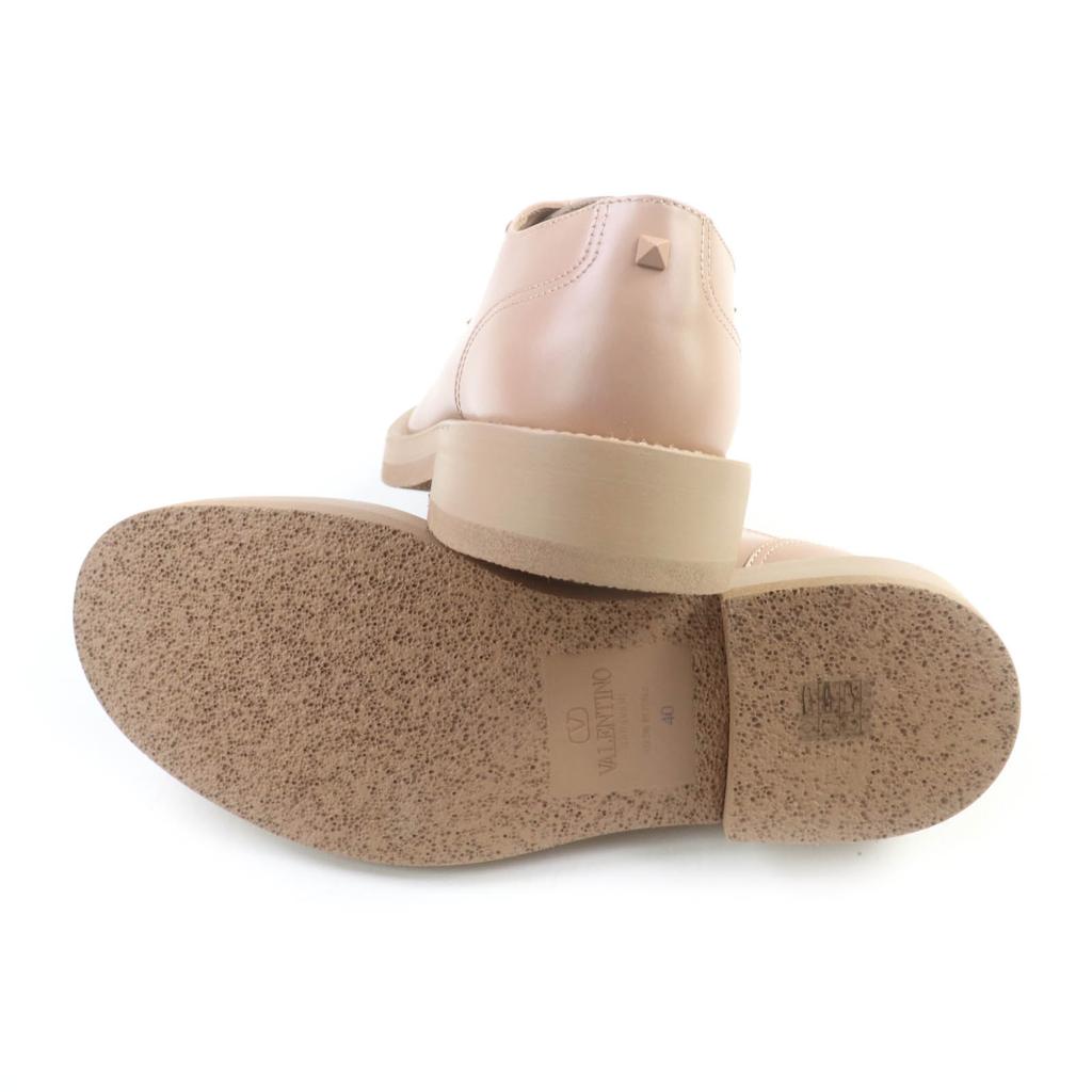 Excellent Valentino Garavani Leather Shoes Pink Beige Leather Mens 40 2Y0S0H04 Used