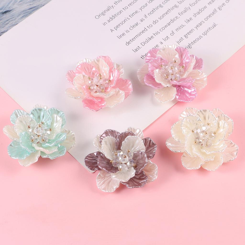 1/5Pcs ABS Pearl Camellias Flowers, for Dress Bags Shoes Brooch Bead Jewelry, and DIY Decorative Accessories