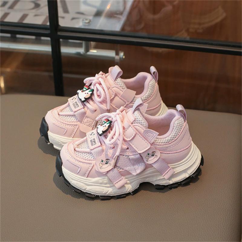 

New Spring Children Shoes Mesh Breathable White Kids Tennis Breathable Fashion Outdoor Girls Sneakers Size 27-37 30 рожевий