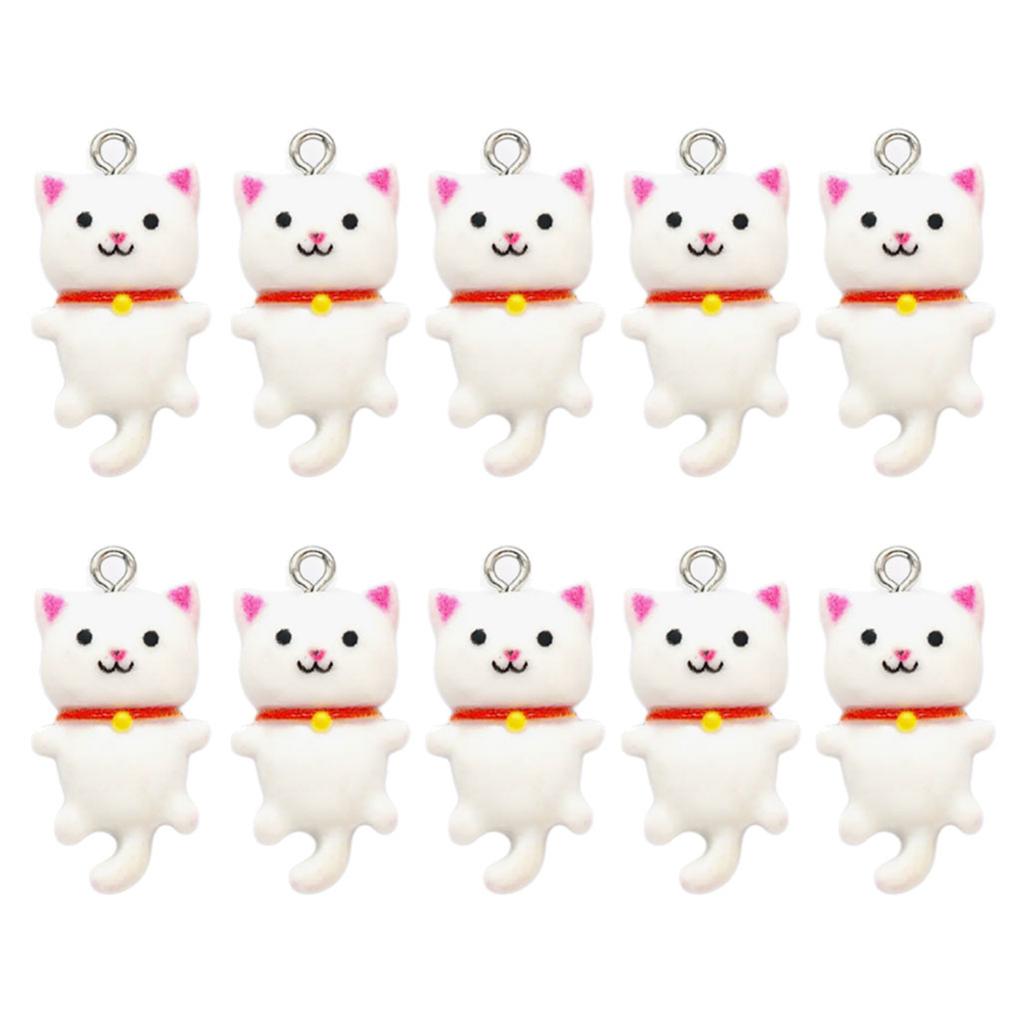Handmade Resin Cat Figurine Set Captivating Cartoon Cat Pendant DIY Resin Cat Figurine with Customizable Colors