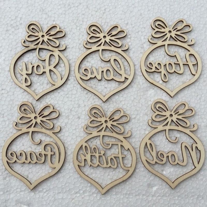 New Christmas Tree Wood Hanging Hollow Letters Wood Pendant Ornaments Xmas Tree Decorations
