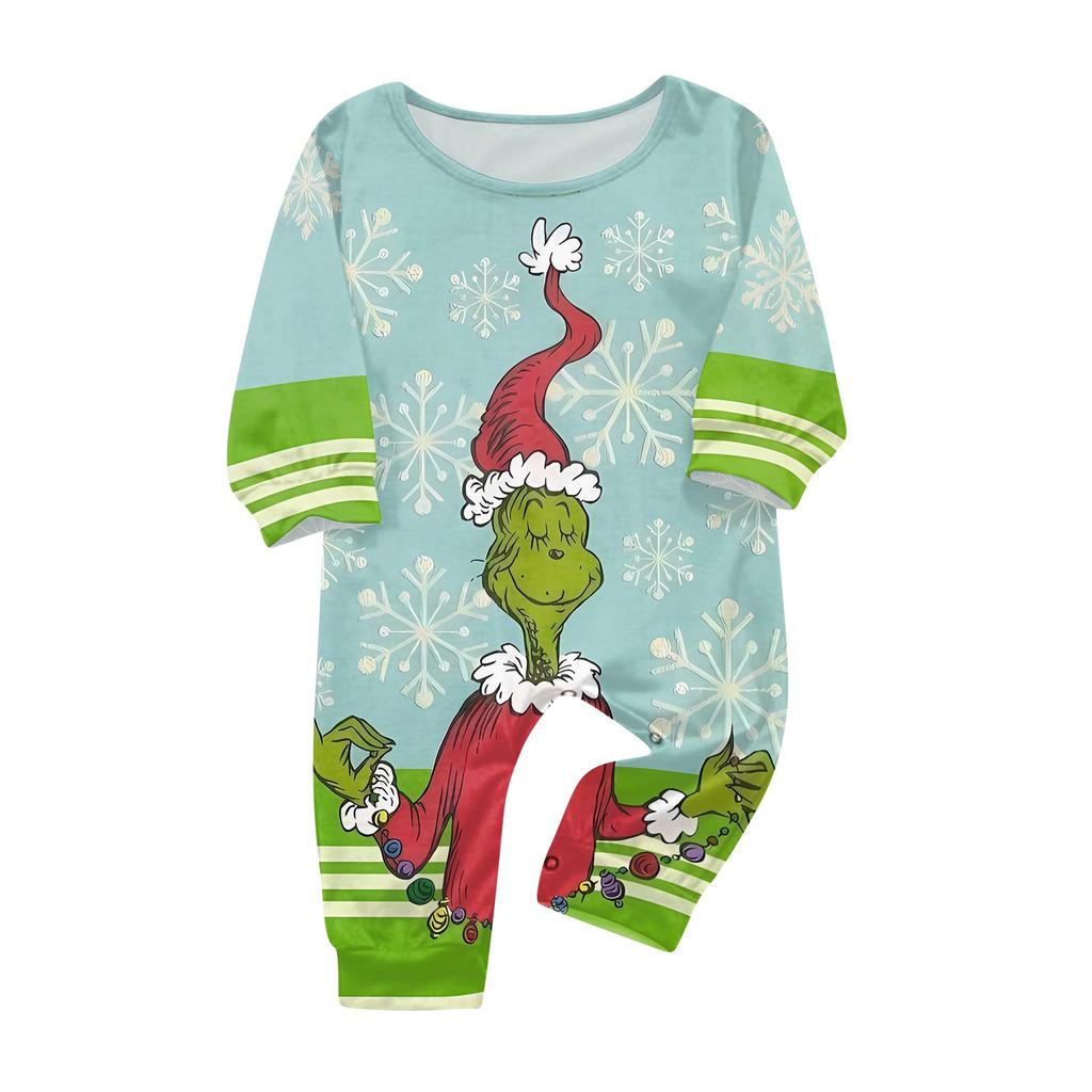 Family Matching Christmas Print Pajama Set, Long Sleeve Long Pants Holiday Loungewear for Parents and Kids