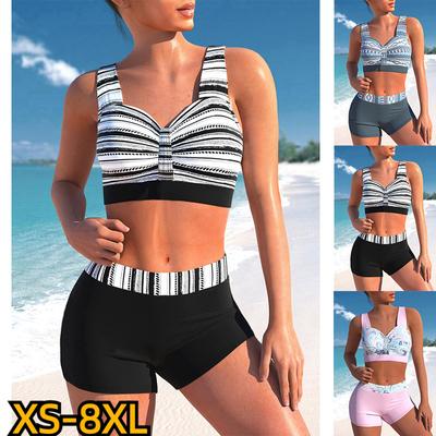 2024 Lato Druki 3D Bikini Kobiety Strój Kąpielowy Zestaw Dwuczęściowy Kostium Kąpielowy Wysoki Stan Vintage Strój Kąpielowy Panie Luźny Rozmiar Zestaw Bikini