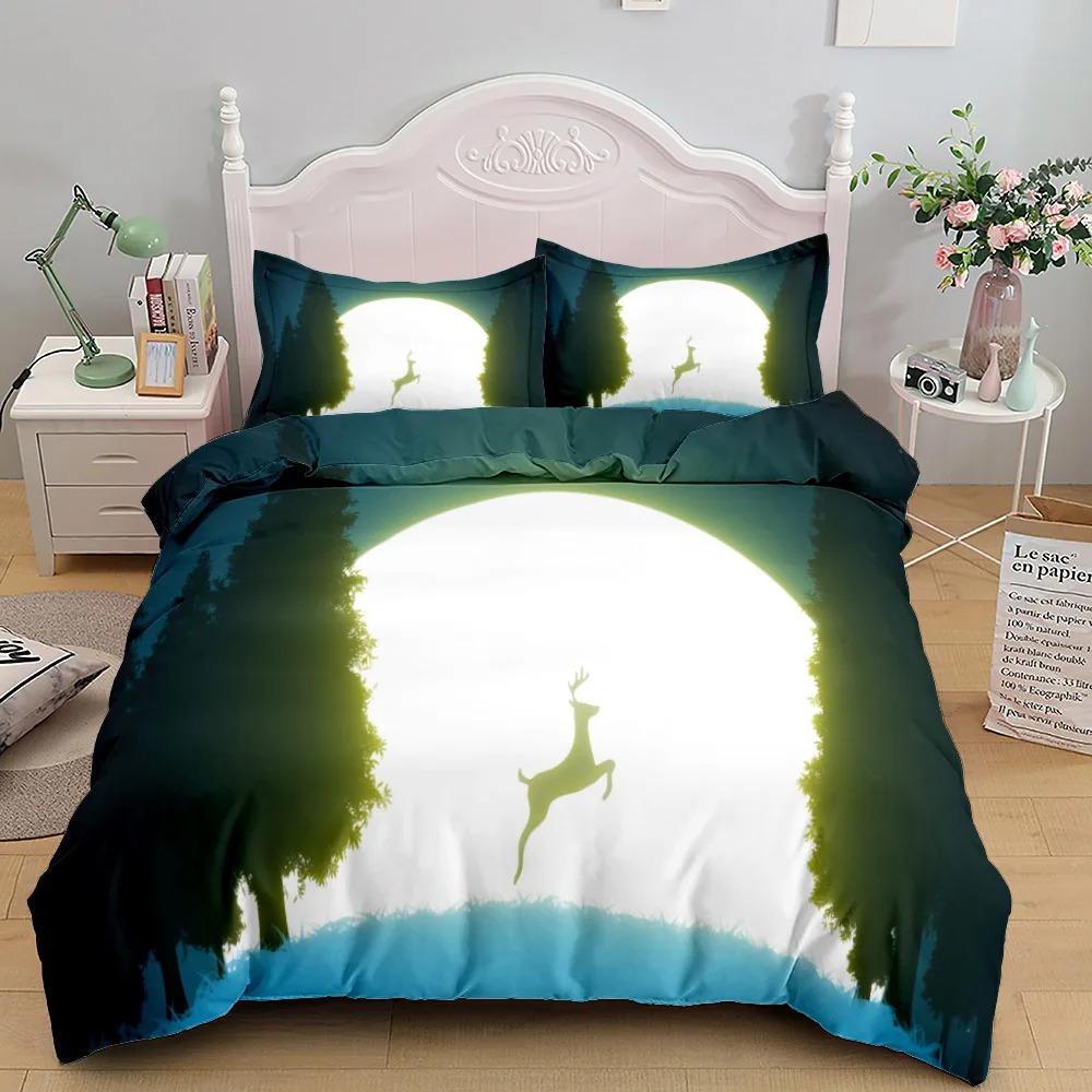 3D Reindeer Wild Bedding Set King Queen Twin Single Size Duvet Cover Pillow Cases Bed Linen Set