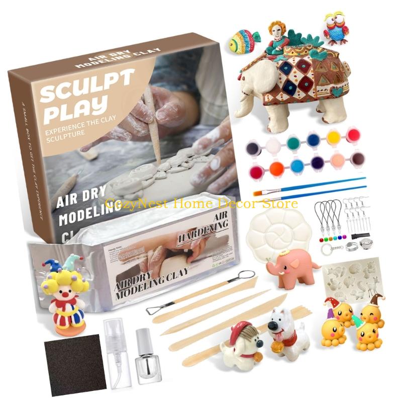 92MF Air Dry Clays Sculpting Set Safe for Kids Crafting Art Project
