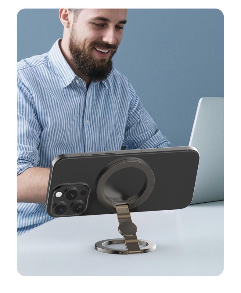 Rotating Magnetic Phone Holder Stand - Double-Sided, Foldable, Desktop Support for Relaxed Use