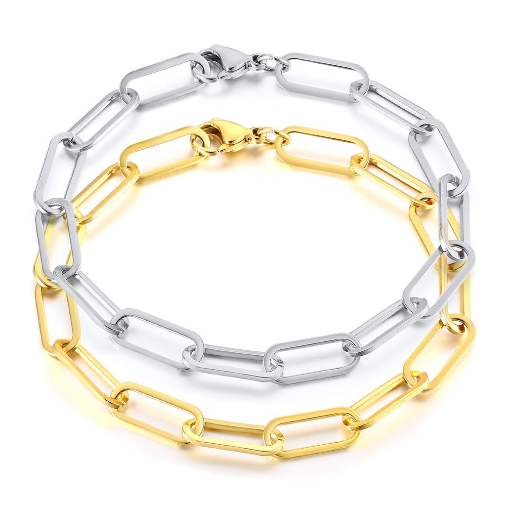 Paper Clip Link Bracelet, Chunky Chain Bracelets, Stainless Steel Hera Chain Link Bracelet for Men Women Jewelry