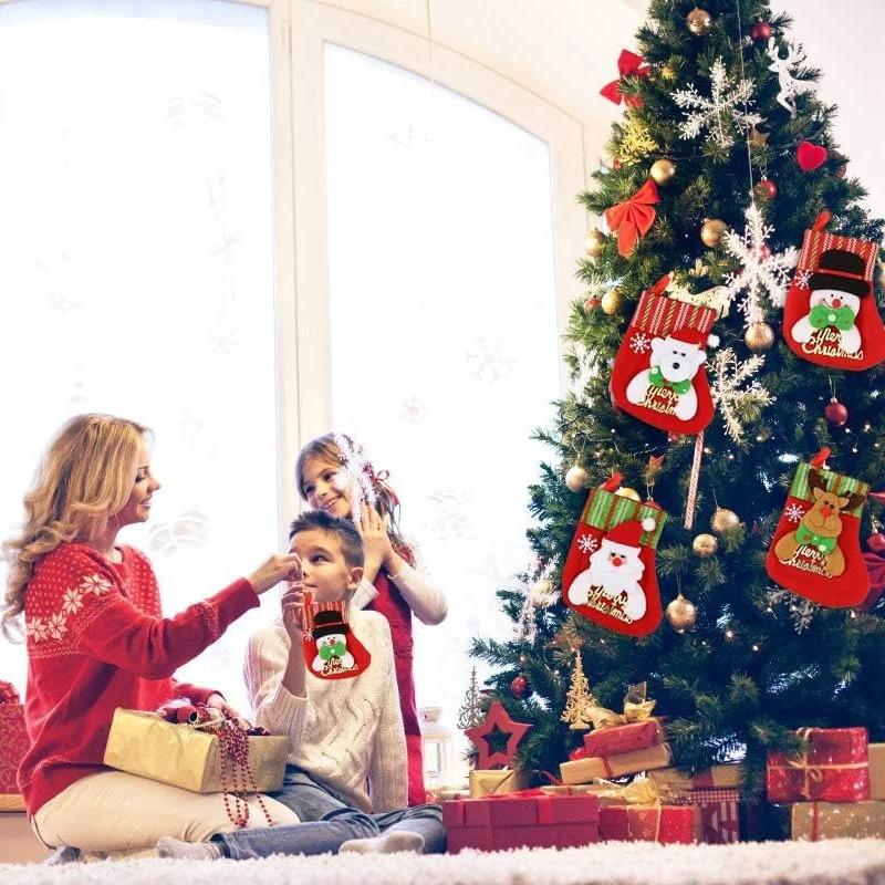 1Pcs Christmas Decoration Cartoon Socks Xmas Tree Hanging Ornaments Merry Home Room Decor Gifts New Year Happy Navidad Supplies