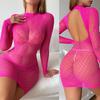 Fashion Sheer Fishnet Dress Woman Sexy Lingerie Hollow Out Transparent Bodysuit Secret Lace Underwear Porn Outfits Sexy Set