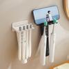Toothbrush Holder Wall Mount Mobile Phone Shelf for Bathroom Organization Multipurpose Toothbrush Shelf Rack 4Slot