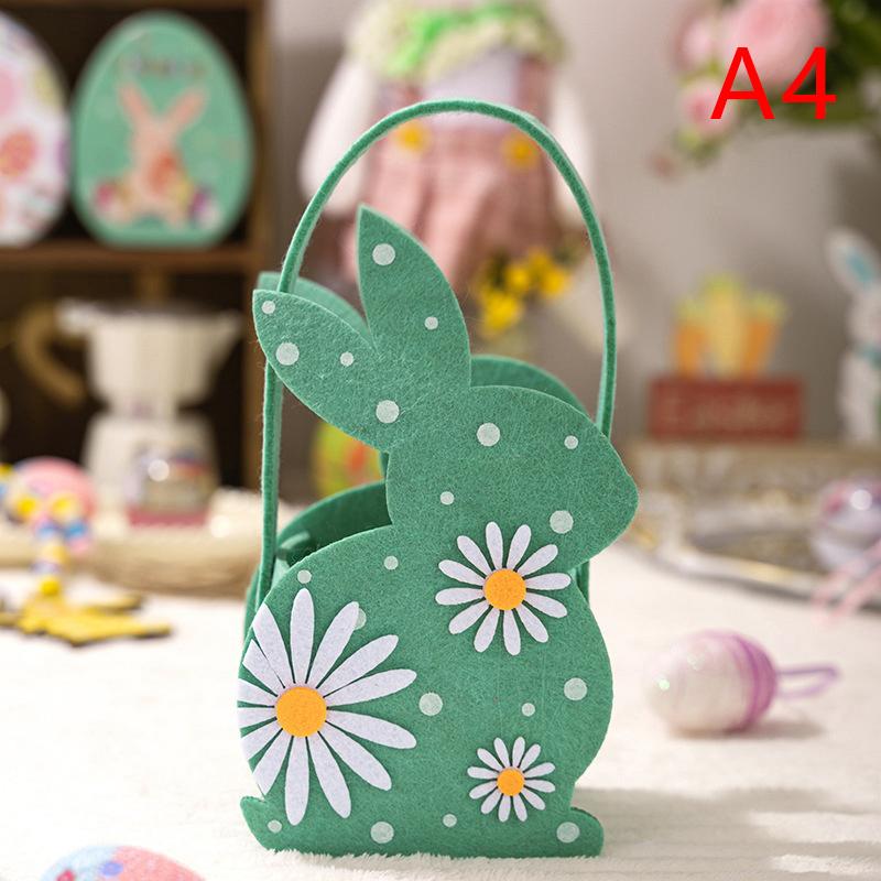 3D Bunny Soft Felt Candy Tote Bag Easter Gift Storage Basket Egg Hunt Party Bag for Gifting