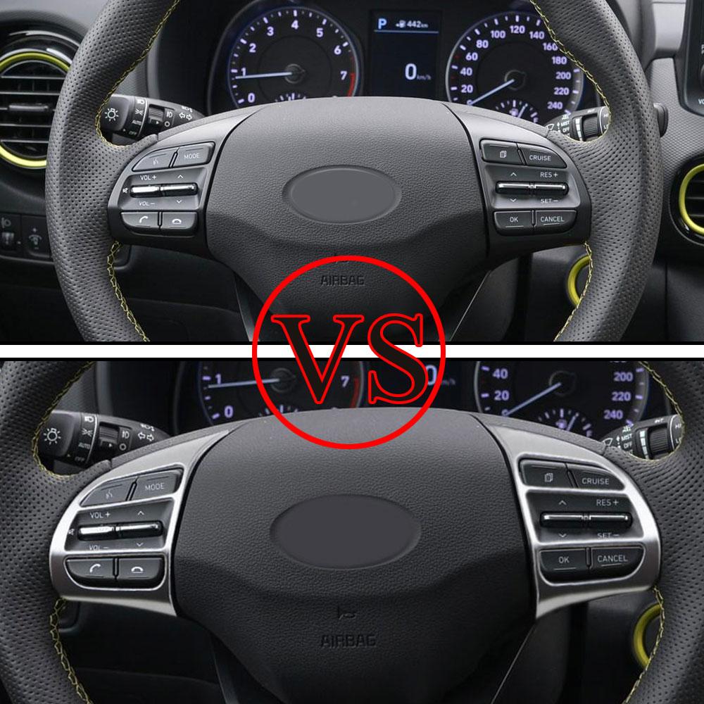 2Pcs/Set For Hyundai Kona Kauai 2017 - 2022 Steering Wheel Buttons Panel Decoration Cover