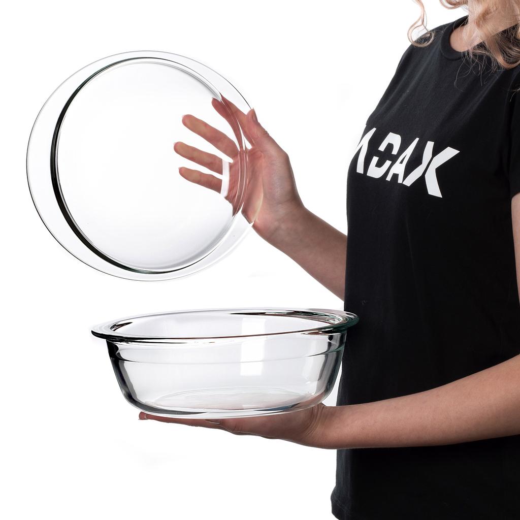 KADAX Naczynie Żaroodporne Z Pokrywką małe Do Zapiekania Okrągłe Szklane