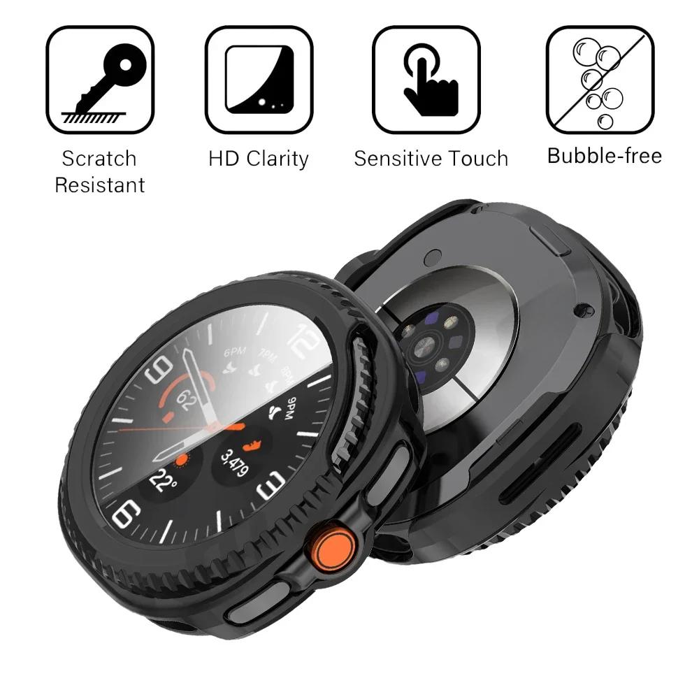 Vidrio+Funda para Samsung Galaxy Watch 8 Classic 46mm 40mm 44mm Protector de Pantalla de Vidrio Templado y Parachoques Protector de PC Duro Accesorios