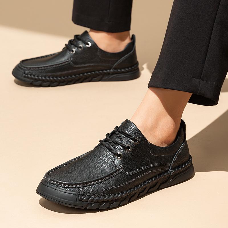 Fashion Lace-Up Male Dress Shoes All-match Men's Office Footwear Classic New Men Shoes for Wedding Genuine Leather Men Walking Shoes