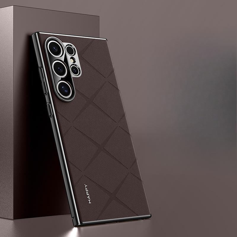 Suitable for Samsung S24ultra Mobile Phone Case High-end Plain Leather S24plus Ultra-thin Full-pack Anti-fall 24+ Business Leather Case