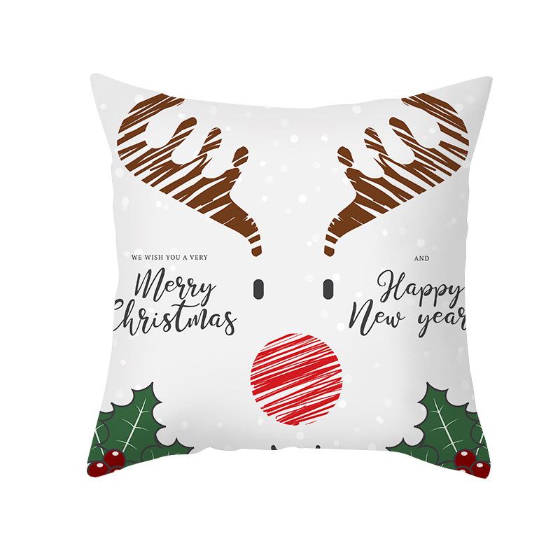 Christmas Pillow Case Wish Cartoon Print Peach Skin Christmas Pillow Home Sofa Cushion