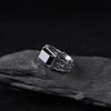 Silver Color New Cross Ring Men's Personality Dominant Trend Hip Hop Single Ring Black Stone Jewelry
