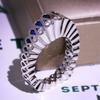 New European and American Womens Zircon Sapphire Ring with Fashionable Charm for Women