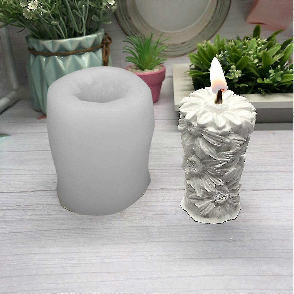 3d Cylindrical Sunflower Silicone Candle Mold Diy Craft Handmade Soap Cake Baking Fondant Chocolate Helianthus Mould