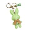 Cute Pu Leather Solid Color Bunny Keychain Creative Bow Bunny Keyring Car Key Holder Pendant Bag Charm Gifts