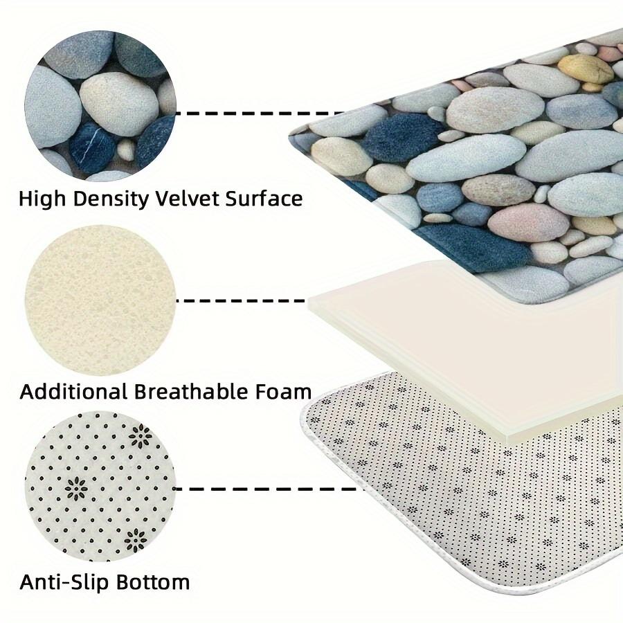 Vivid Pebble Pattern Easter Soft Kitchen Rug Anti-Fatigue Kitchen Rug Waterproof Non-Slip Rugs Set Runner Rug Bedside Rug Absorbent Carpet For Kitchen